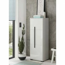 1-türiger Badschrank Mit 120 Cm Höhe - Ingmesan -Noricas-shop 1 tueriger badschrank mit 120 cm hoehe in weiss hochglanz ingmesan 02