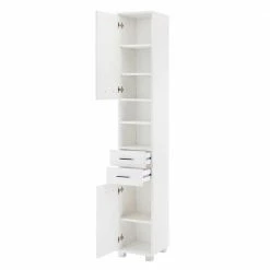 194 Cm Hoher Badschrank In Weiß - Enres 8 194 Cm Hoher Badschrank In Weiß - Enres -Noricas-shop 194 cm hoher badschrank in weiss mit 2 tueren 2 schubladen 2 faechern enres 02