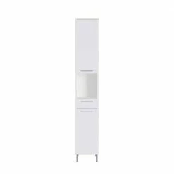 2-türiger Badezimmer-Hochschrank Mit Schublade - Maiksena -Noricas-shop 2 tueriger badezimmer hochschrank mit schublade fach in weiss 30x190x35 maiksena 02