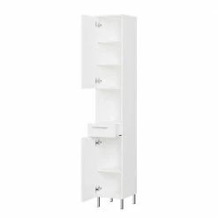 2-türiger Badezimmer-Hochschrank Mit Schublade - Maiksena -Noricas-shop 2 tueriger badezimmer hochschrank mit schublade fach in weiss 30x190x35 maiksena 03