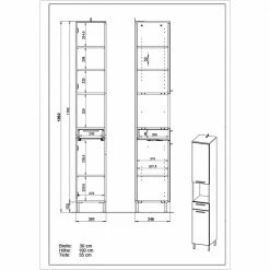 2-türiger Badezimmer-Hochschrank Mit Schublade - Maiksena -Noricas-shop 2 tueriger badezimmer hochschrank mit schublade fach in weiss 30x190x35 maiksena 05