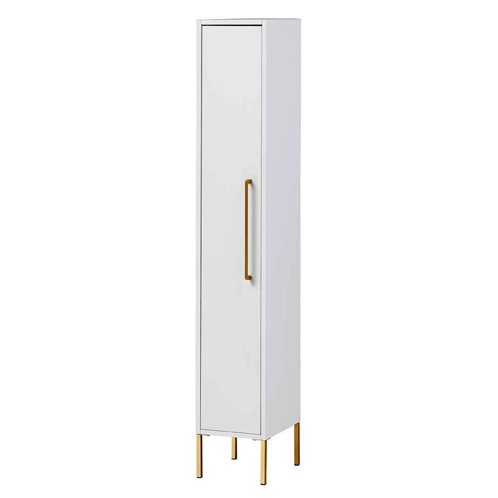 25x155x30 Bad Hochschrank In Weiß & Gold - Nuszaleva 1 25x155x30 Bad Hochschrank In Weiß & Gold - Nuszaleva