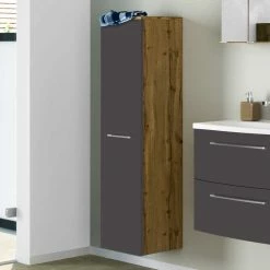 Noricas-shop -Noricas-shop 30x130x27 badezimmer midischrank zweifarbig in grau wildeiche optik colinax 01