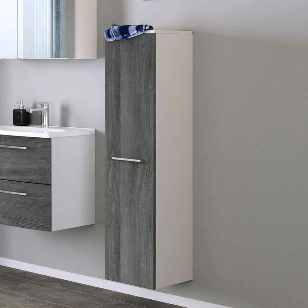 30x130x27 Badezimmer-Schrank In Dekor Eiche Grau - Pranos 2 30x130x27 Badezimmer-Schrank In Dekor Eiche Grau - Pranos – Bild 2