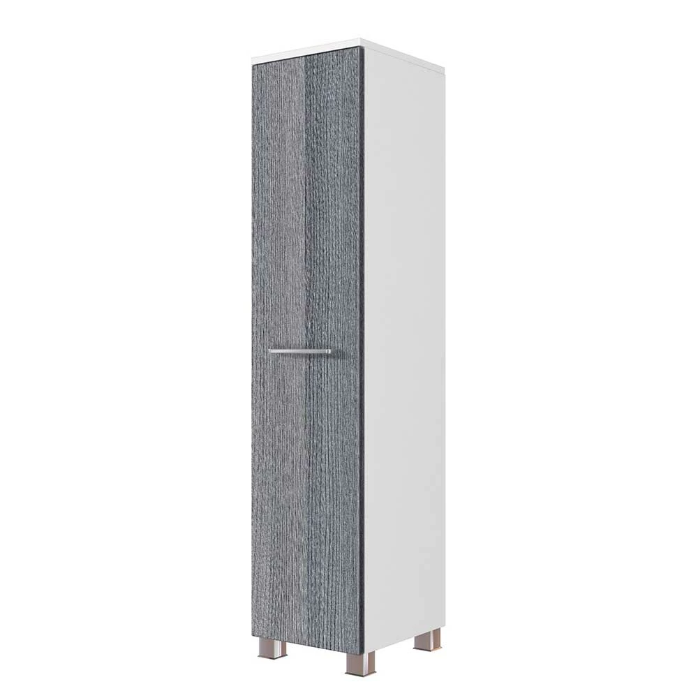 30x130x27 Badezimmer-Schrank In Dekor Eiche Grau - Pranos 1 30x130x27 Badezimmer-Schrank In Dekor Eiche Grau - Pranos