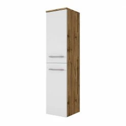 30x130x35 Bad Hochschrank In Weiß & Wildeiche - Yazemina