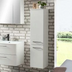 Noricas-shop -Noricas-shop 30x135x35 bad hochschrank fuer stand wandmontage in weiss aus mdf anjunica 01