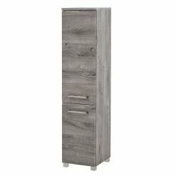30x135x35 Bad Seitenschrank In Eiche Grau - Svegaria