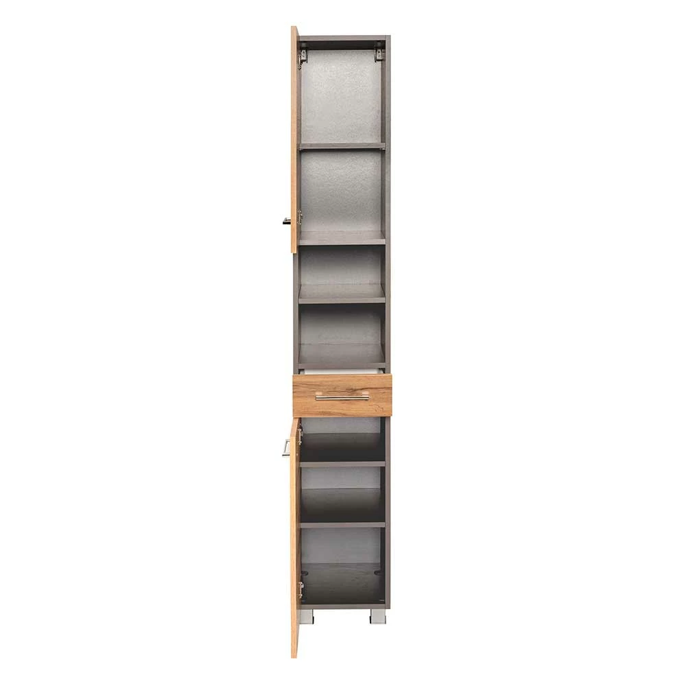30x180x35 Bad Hochschrank Mit Wildeiche Front - Ishes 3 30x180x35 Bad Hochschrank Mit Wildeiche Front - Ishes – Bild 3