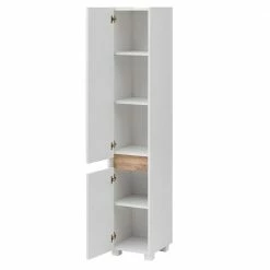 31 Cm Schmaler Badschrank In Weiß - Etravia 8 31 Cm Schmaler Badschrank In Weiß - Etravia -Noricas-shop 31 cm schmaler badschrank in weiss mit wildeiche dekor 165 cm hoch etravia 02