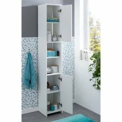 31cm Schmaler Hochschrank Fürs Badezimmer - Samona -Noricas-shop 31cm schmaler hochschrank fuers badezimmer in weiss 2 tuerig faecher samona 04