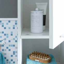 31cm Schmaler Hochschrank Fürs Badezimmer - Samona -Noricas-shop 31cm schmaler hochschrank fuers badezimmer in weiss 2 tuerig faecher samona 05