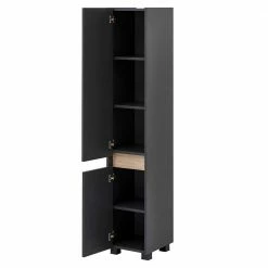 31x165x33 2-türiger Hochschrank Fürs Badezimmer - Marcius -Noricas-shop 31x165x33 2 tueriger hochschrank fuers badezimmer in anthrazit dekor wildeiche marcius 02