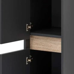 31x165x33 2-türiger Hochschrank Fürs Badezimmer - Marcius -Noricas-shop 31x165x33 2 tueriger hochschrank fuers badezimmer in anthrazit dekor wildeiche marcius 05