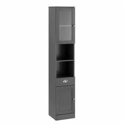 32x180x30 Grauer Hochschrank Mit Metallgriffen - Zenca I