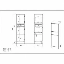 34x120x34 Badschrank 2-türig & Schublade - Narilos -Noricas-shop 34x120x34 badschrank 2 tuerig schublade in weiss hg wildeiche dekor narilos 05