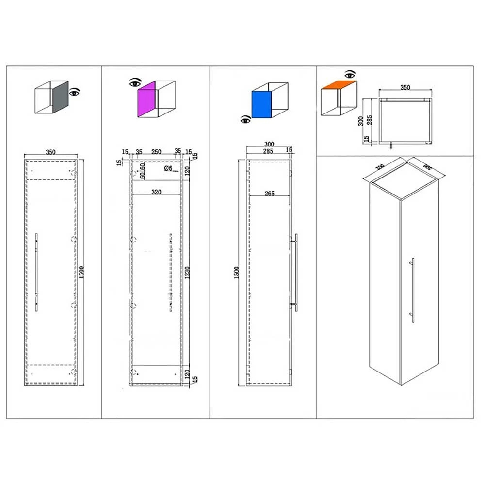 35x150x30 Bad Hängeschrank Mit 5 Böden - Vingos 6 35x150x30 Bad Hängeschrank Mit 5 Böden - Vingos – Bild 6