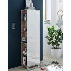 38x140x32 Bad Hochschrank Hängend Oder Stehend - Trinkov -Noricas-shop 38x140x32 bad hochschrank haengend oder stehend in weiss hg eiche trinkov 02