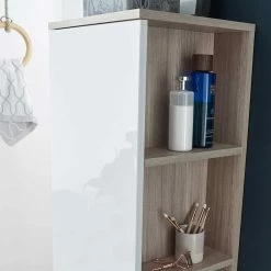 38x140x32 Bad Hochschrank Hängend Oder Stehend - Trinkov -Noricas-shop 38x140x32 bad hochschrank haengend oder stehend in weiss hg eiche trinkov 05