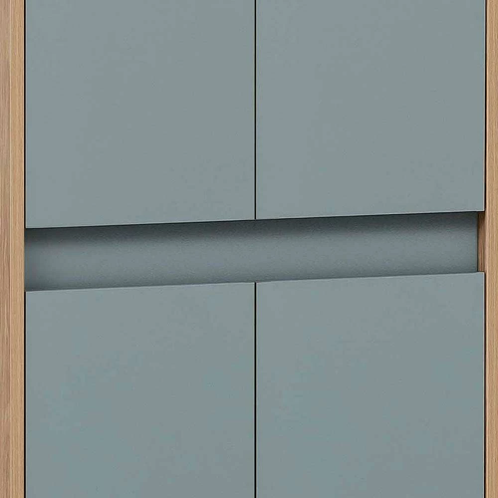 4-türiger Bad Hochschrank In Hellblau & Eiche Hell - Settas 4 4-türiger Bad Hochschrank In Hellblau & Eiche Hell - Settas – Bild 4