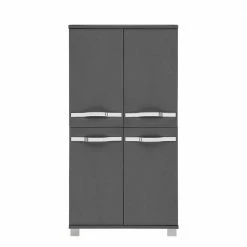 4-türiger Badschrank Highboard In Anthrazit - Ostiena 8 4-türiger Badschrank Highboard In Anthrazit - Ostiena -Noricas-shop 4 tueriger badschrank highboard in anthrazit mit metallgriffen ostiena 02