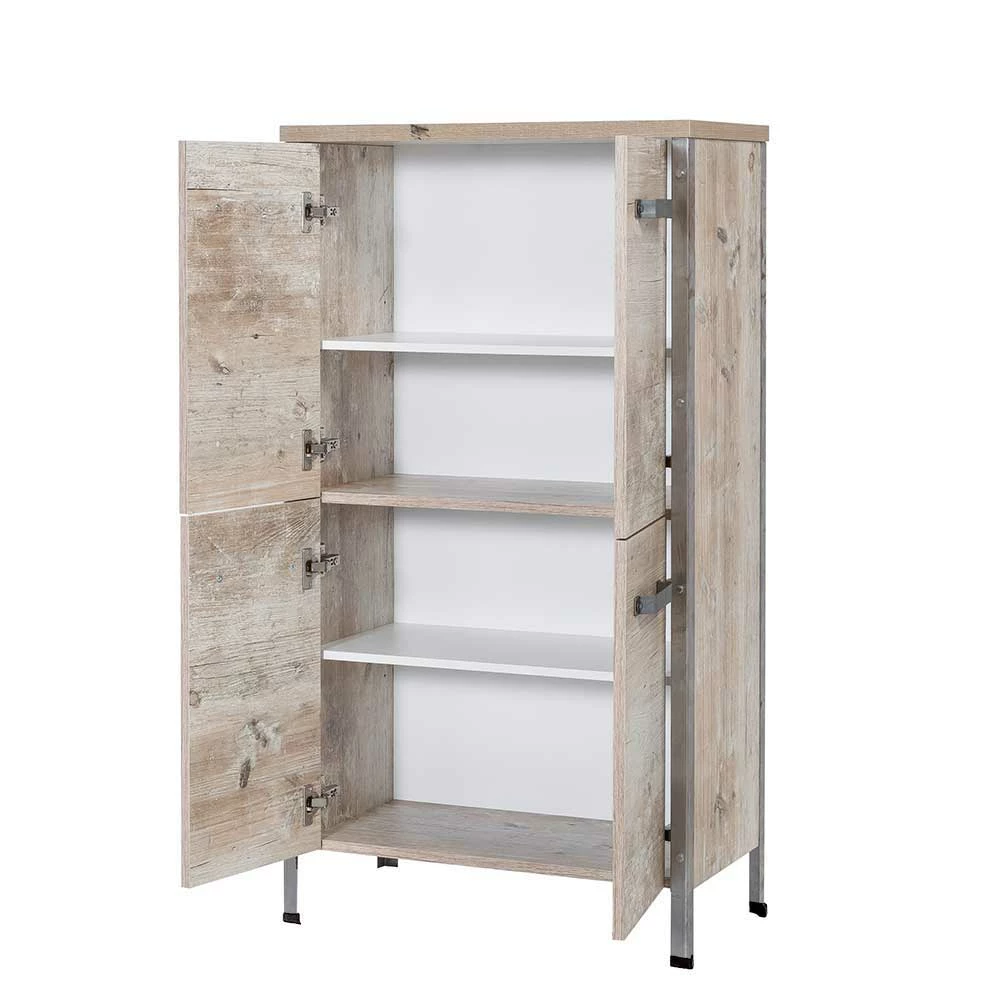 4-türiges Bad Highboard In Eiche Grau - Merit 4 4-türiges Bad Highboard In Eiche Grau - Merit – Bild 4