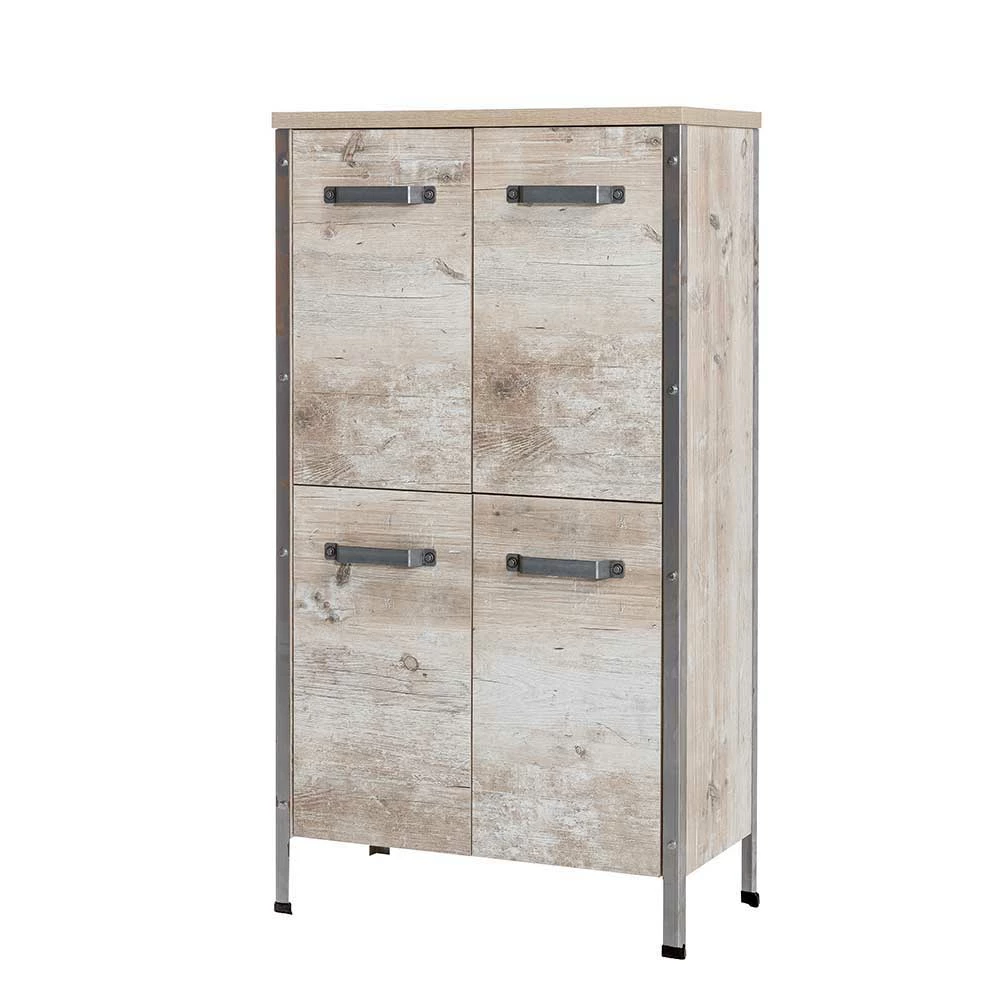 4-türiges Bad Highboard In Eiche Grau - Merit 1 4-türiges Bad Highboard In Eiche Grau - Merit