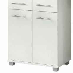 4-türiges Badezimmer Highboard In Weiß - Amassa -Noricas-shop 4 tueriges badezimmer highboard in weiss mit metallgriffen 60x117cm amassa 02