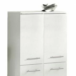 4-türiges Badezimmer Highboard In Weiß - Amassa -Noricas-shop 4 tueriges badezimmer highboard in weiss mit metallgriffen 60x117cm amassa 03