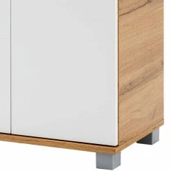 4-türiges Badezimmer Highboard Mit Milchglas - Kristiv -Noricas-shop 4 tueriges badezimmer highboard mit milchglas in weiss eiche optik kristiv 03