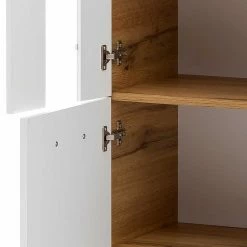 4-türiges Badezimmer Highboard Mit Milchglas - Kristiv -Noricas-shop 4 tueriges badezimmer highboard mit milchglas in weiss eiche optik kristiv 05