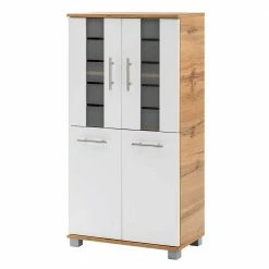 4-türiges Badezimmer Highboard Mit Milchglas - Kristiv