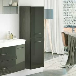 Noricas-shop -Noricas-shop 40cm breiter midischrank fuers bad in hochglanz dunkelgrau mladen 01
