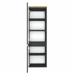 40x130x35 Cm Badschrank Mit Zwei Türen - Noricas -Noricas-shop 40x130x35 cm badschrank mit zwei tueren in dunkelgrau mit wildeiche noricas 02