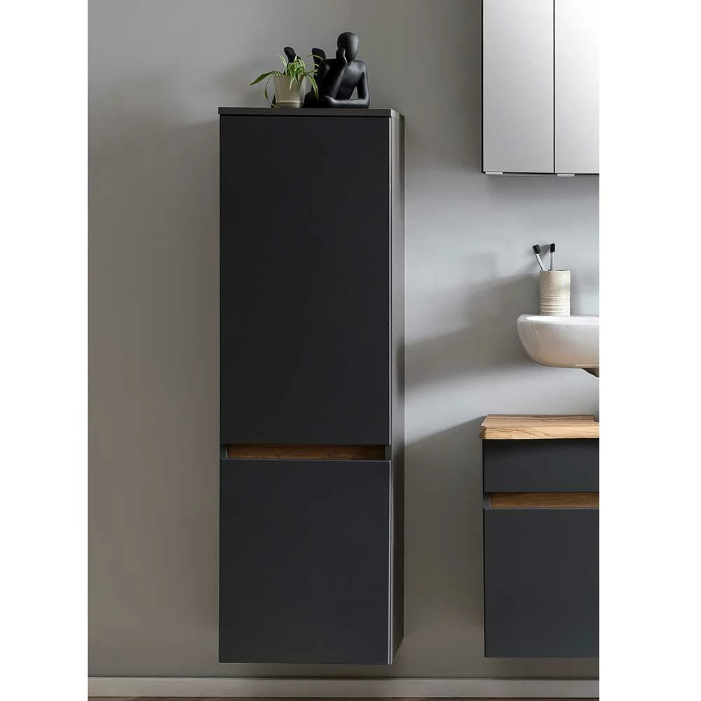 40x135x35 2-türiger Badschrank In Dunkelgrau - Agiruan 2 40x135x35 2-türiger Badschrank In Dunkelgrau - Agiruan – Bild 2