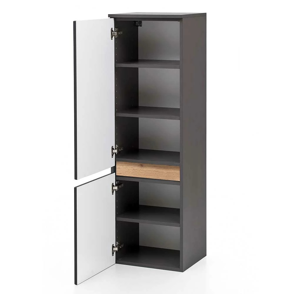 40x135x35 2-türiger Badschrank In Dunkelgrau - Agiruan 5 40x135x35 2-türiger Badschrank In Dunkelgrau - Agiruan – Bild 5