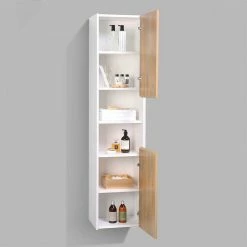 40x170x35 Badschrank Für Wandmontage - Valamir -Noricas-shop 40x170x35 badschrank fuer wandmontage in weiss eschefarben valamir 02