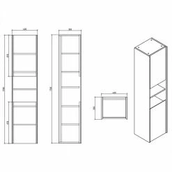40x170x35 Badschrank Für Wandmontage - Valamir -Noricas-shop 40x170x35 badschrank fuer wandmontage in weiss eschefarben valamir 05