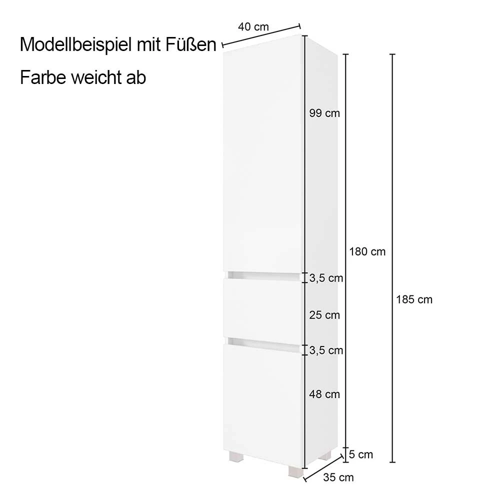40x185 Cm Bad Hochschrank In Grau - Cathyl 5 40x185 Cm Bad Hochschrank In Grau - Cathyl – Bild 5