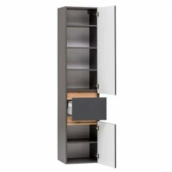 40x185x35 Bad Hochschrank In Grau Mit Wildeiche - Agiruan -Noricas-shop 40x185x35 bad hochschrank in grau mit wildeiche mit 2 tueren schublade agiruan 03