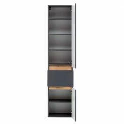 40x185x35 Bad Hochschrank In Grau Mit Wildeiche - Agiruan -Noricas-shop 40x185x35 bad hochschrank in grau mit wildeiche mit 2 tueren schublade agiruan 04