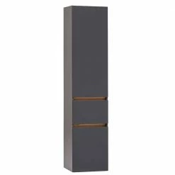 40x185x35 Bad Hochschrank In Grau Mit Wildeiche - Agiruan