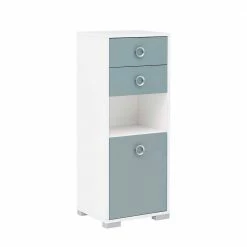41x105x33 Badschrank In Hellblau & Weiß - Greina 8 41x105x33 Badschrank In Hellblau & Weiß - Greina -Noricas-shop 41x105x33 badschrank in hellblau weiss mit 2 schubladen tuer fach greina 02
