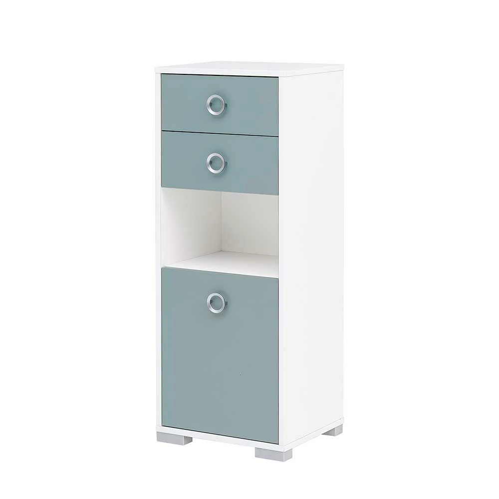 41x105x33 Badschrank In Hellblau & Weiß - Greina 1 41x105x33 Badschrank In Hellblau & Weiß - Greina