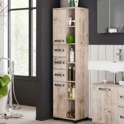 42x164x32 Bad Hochschrank Mit Regalteil - Mosnito -Noricas-shop 42x164x32 bad hochschrank mit regalteil in eiche grau dekor mosnito 02