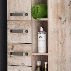 42x164x32 Bad Hochschrank Mit Regalteil - Mosnito -Noricas-shop 42x164x32 bad hochschrank mit regalteil in eiche grau dekor mosnito 05