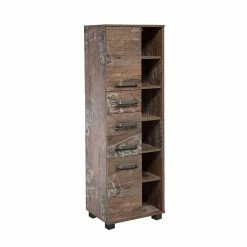 42x164x32 Badschrank In Eiche Dunkel - Fleminos