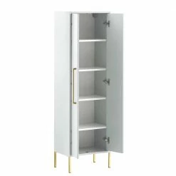 46x155x30 Badschrank Mit Doppeltür - Nuszaleva -Noricas-shop 46x155x30 badschrank mit doppeltuer in weiss gold nuszaleva 02