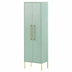 47x155x30 Badschrank Mit Doppeltür In Mint & Gold - Aparcian