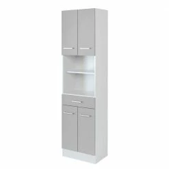 50x190x35 Bad Hochschrank In Hellgrau & Weiß - Girios